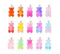 100 Pezzi Orsetto Gommoso Ciondoli Pendenti in resina carino orso ciondoli caramelle in colori vivaci cartone animato orso portachiavi collana gioielli fascino carino braccialetto accessori