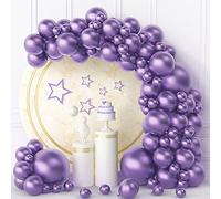 100 Pezzi Palloncini Viola Metallico Arco Palloncino Kit 18 12 10 5 Pollici Palloncini in Lattice Viola Cromati per Compleanno Battesimo Matrimonio Laurea Decorazioni per Feste