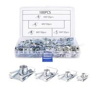 100 pezzi per confezione Dadi a U per Auto,Viti e Clips Auto,U Clip Fissaggio Auto,Set di dadi a scatto,Set di dadi in lamiera,M4, M5, M6, M8, Set di viti per pannelli interni delle portiere dell'auto