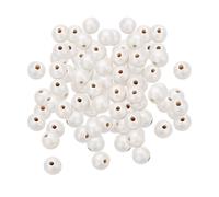 100 Pezzi Perle Bianche di Legno Dipinte con Perle Rotonde