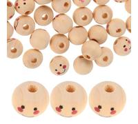100 Pezzi Perline di Legno Sorriso per Gioielli, 12mm | Facili da Infilare, Uso per Creazioni Fai da Te, Ciondoli per Telefono e Portachiavi, Valore Multiplo