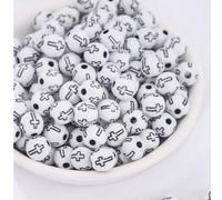 100 pezzi Perline in acrilico da 8 mm ispirate al Cristianesimo, perline a forma di croce, adatte per braccialetti fai-da-te, collane e artigianato per preghiere, forniture per la celebrazione di Pasq