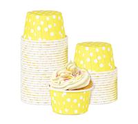 100 Pezzi Pirottini per Cupcake, Stampi in Carta per Cupcake Pirottini di Carta per Muffin Tazze da Forno usa e Getta per Matrimoni, Compleanni, Feste, Natale (Giallo)