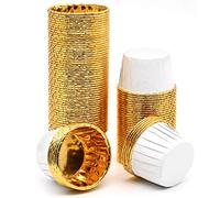 100 Pezzi Pirottini per Muffin e Cupcake, Stampi da Forno USA e Getta in Alluminio, Stampi per Pasticceria (Oro Bianco)