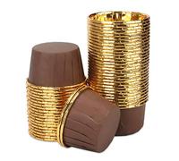 100 Pezzi Pirottini per Muffin, Pirottini da Forno USA e Getta, Pirottini da Forno Alluminio Cupcake per Muffin e Cupcake, Stampi per Pastichieria, Stampi per Muffin (Marrone)