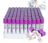 100 Pezzi Provetta Per Prelievo Di Sangue Sottovuoto, Provetta Per Prelievo Di Sangue Anticoagulante In Vetro Edta K2 Da 2 Ml/5 Ml/10 Ml, Con Tappo A Vite Viola,Per Studi Veterinari,Laboratori ,5ml
