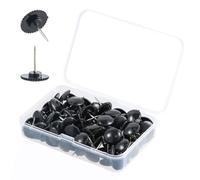 100 Pezzi Puntine per Lavagna Sughero Nero, Puntine da Disegno in Plastica, Puntine per Appendere alla Parete, 15 mm Puntine da Disegno Piatte Decorazione per Cartine, Bacheca, Foto, Posters