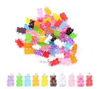100 Pezzi Resina Gommoso Orso Ciondolo Colorato Orso Caramelle Fascino Cartone Animato Orso Portachiavi Collana Fascino Braccialetto Carino Accessori per Bambini Artigianato fai da te