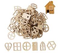 100 pezzi ritagli di legno finestre incompiute per case delle bambole fette di legno multiuso per fai da te, artigianato per bambini e progetti di decorazione per la casa - finestre delle case dell