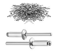 100 Pezzi Rivetti Ciechi Alluminio, 4,8mm Rivetti Targa Moto | Testa Bombata Estremità Aperta Rivetti Pop per Metallo Legno Plastica Mobili Auto Nautica Kayak Maniglie(4.8X12mm)