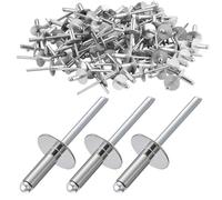 100 Pezzi Rivetti Ciechi Flangia Larga, 3,2mm Alluminio Rivetti Targa Testa Larga, Rivetti Testa Bombata per Lavorazione Legno, Mobili, Lamiera, Autoveicoli, Meccaniche, Industria(3.2X7X9.5mm)