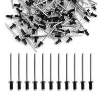 100 pezzi Rivetti Ciechi in Alluminio, Rivetti a Strappo Neri 3,2 mm x 6 mm, Pop Rivetti, Neri Alluminio Rivetti, Resistente Alla Ruggine, Ciechi Rivetto Cieco in Alluminio per Metallo Plastica Legno