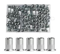 100 Pezzi Rivetti Filettati, M8 Inserti Filettati Dado, Kit di Dadi per Rivetti Ciechi a Testa Piatta in Metalliche, Manicotti Filettato per Legno Tubi di Piastre Metalliche