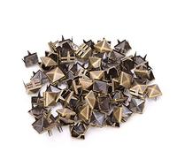 100 Pezzi Rivetti Quadrati 9 Mm, Perno Rivetto Punk a Forma di Piramide, 4 Rivetti Quadrati Artiglio Borchie in Rame per Decorazione Fai da Te(bronzo)
