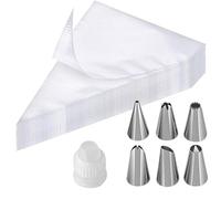 100 Pezzi Sac à Poche Monouso, con 6 Ugelli in Acciaio Inossidabile + 1 Convertitore, Ideali per Decorare Torte, Biscotti e Dolci