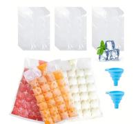 100 Pezzi Sacchetti Cubetti Ghiaccio Autosigillanti, Sacchetti Ghiaccio Getta, Ice Cube Borse Getta, con 2 Imbuto di Riempimento, per whisky, Bevande, Succhi, Cocktail, Vino