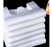 100 pezzi Sacchetti di imballaggio alimentare in plastica trasparente bianca, sacchetti della spesa, sacchetti di stoccaggio portatili, sacchetti a bretelle bianchi con manici, fondo sigillato ad alta