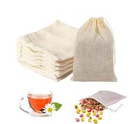 100 Pezzi Sacchetti Filtro per Tè Bustina di Tè Vuota con Coulisse in Mussola di Cotone Sacchetti Cotone Riutilizzabili per Tè Sfuso, Tisane, Caffè, Spezie (6 x 8 cm)