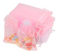 100 Pezzi Sacchetti in Organza, 10X15CM Sacchetti Regalo in Organza, Piccolo Borse portaoggetti, Borse per Gioielli, Sacchetti di Caramelle Nuziali - Bianco (50 Pezzi) e Rosa (50 Pezzi)