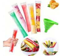 100 pezzi Sacchetti in silicone per stampi, Sacchetti monouso per stampi per gelato, Adatti per snack salutari, Barrette di yogurt, Succhi e puree di frutta, Caramelle di roccia. Accessori da cucina e