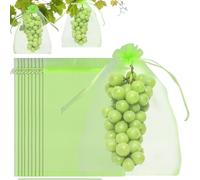100 Pezzi Sacchetti Organza 20×30 cm per Protezione Frutta,Protegge da Vespe, Mosche Della Frutta, Uccelli e Altri Insetti, Verde Frutta