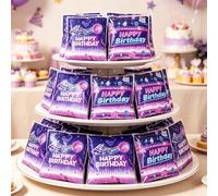 100 pezzi Sacchetti per caramelle viola K-Pop per compleanno, sacchetti regalo con motivo di note musicali auto-sigillanti, sacchetti confezione regalo K-Pop auto-adesivi per compleanno, sacchetti per