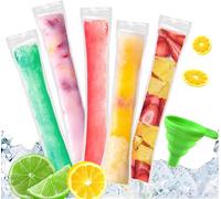 100 Pezzi Sacchetti per Ghiaccioli, Sacchetti Ghiaccioli Gelato, con 1 Imbuto, per DIY Gelato, Yogurt, Frullati, Caramelle Rock