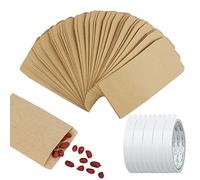 100 Pezzi Sacchetti piatti marroni, Sacchetto Carta con Nastro Biadesivo, Piccole Buste per Semi. (Marrone)