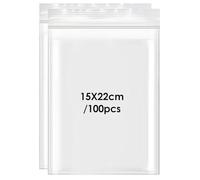 100 Pezzi Sacchetti Plastica Trasparenti, 15x22 cm Bustine Plastica Richiudibili Buste Trasparenti