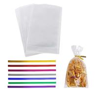 100 Pezzi Sacchetti Trasparenti per Caramelle Bustine Trasparenti per Caramelle Sacchetti Caramelle Bambini con 100 Cravatte Sacchetti Porta Caramelle per Feste Bambini Bomboniere 10x15 cm