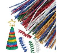 100 Pezzi Scovolini per Tubi Glitter Multicolori, Detergente per Ciniglia Multicolor, per Progetti di Artigianato Fai-da-te E Decorazioni Natalizie - 10 Colori Misti