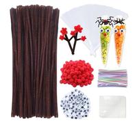 100 Pezzi Scovolini Pipa Ciniglia Steli Set, Natalizi Steli Di Ciniglia Portare Pon Rossi, Occhi Autoadesivi, Natalizio Fai da Te, Fai da Te Natale