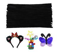 100 Pezzi Scovolini Steli in Ciniglia Scovolini Tinta Unita Sfusi per Halloween, Natale Forniture Artigianali Fai da Te Scovolini Spessi Steli in Ciniglia (Nero)