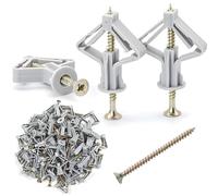 100 pezzi Set di tasselli a farfalla per pareti cave per cartongesso, tasselli in cartongesso con viti autofilettanti da 50 mm, ideali per pannelli in cartongesso, pannelli di fibra e pareti cave (50