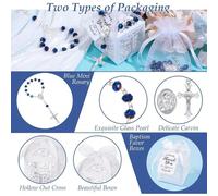 100 pezzi Set regalo piccolo per Battesimo, inclusi 25 pezzi Mini rosario con rosa per bomboniere Battesimo, 25 pezzi Sacchetti in organza con cordoncino, 25 pezzi Etichette di ringraziamento in carta
