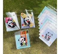 100 pezzi/Set Sacchetti OPP con stampa carina di panda, sacchetti trasparenti con chiusura automatica, confezione regalo per feste, compleanni, anniversari 10*10Animale,Lettere,PiantePolipropilene