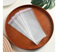 100 pezzi / set Sacchetto per conservazione di regali di 3,15 * 9,84 pollici, sacchetto di conservazione per regali in PP trasparente per feste, Natale e San Valentino Tagli UnicaBlocchi di colorePoli