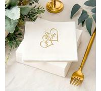 100 pezzi/set Tovaglioli monouso a forma di cuore Mr & Mrs, dimensione piegata 11,5 cm/4,53 pollici. Perfetti per feste di famiglia felici, regali per le vacanze, regali per la fidanzata, omaggi per f