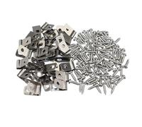 100 pezzi Soluzione di montaggio per recinzioni in acciaio inossidabile Clip per filo di recinzione Clip per cavi Assortimento di morsetti per cavi