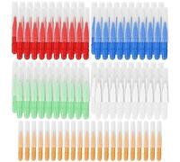 100 Pezzi Spazzolini Interdentali, Spazzolino Interdentale, Scovolini Interdentali, Scovolini Dentali, Scovolino per Pulizia Denti con Coperchio per Pulizia Dei Denti (5 Colori)