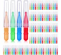 100 Pezzi Spazzolino Interdentale Stuzzicadenti Dentali Testa Filo Spazzolino Dentale per l'Igiene Orale Detergenti Stuzzicadenti Flosser Dentale Strumento (Rosso, Blu, Verde Chiaro, Arancione)