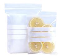 100 Pezzi Spesse Borse di Plastica 3.93 Mil Trasparenti con Zona Bianca Scrivibile - Borse con Zip Riaprilebili per Gioielli, Bottoni, Bulloni, Caffè, Noci, Spezie, Snack e O(Size:2.75×3.93in(7×10cm))