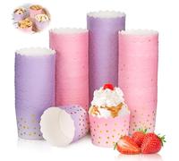 100 Pezzi Stampini per Muffin in Carta, 70 x 55mm Formine per Cupcake con Disegni Eleganti, Ministampini per Muffin, Coppette per Gelato in Cartone, Decorazioni per Matrimoni, Feste, Completi
