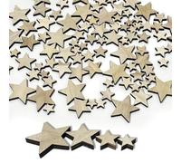 100 Pezzi Stelle Decorative Natalizie, Stelline di Legno Piccole Materiale per Lavoretti Natalizi Della Tavola dei Mestieri DIY Della Festa Nuziale di Natale, Miste da 1,5/2/3/4 cm