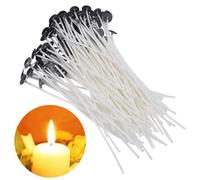 100 Pezzi Stoppini per Candele in Cotone Naturale con Linguette, Stoppini Commestibili per Uso Alimentare per Candele al Burro, Pre-Cerati per Soia, Gel, Cera di Paraffina Forniture per Creazione