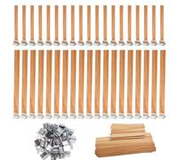 100 Pezzi Stoppini per Candele in Legno con 50 Basi in Metallo Stoppini in Legno per Candele Stoppino per Candela Tagliabile per Candele Artigianali Ecologiche DIY Aromaterapia Con Candele