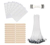 100 Pezzi Stoppini per Candele - Stoppini in Cotone per Candele da 15cm con Porta Stoppino in Legno e Adesivi per Stoppini Bifacciali supporto in metallo per candele fai da te