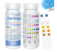 100 Pezzi Strisce Reattive Piscina e Spa, 6 in 1 Strisce Test Piscina, Strisce Per Vasca Idromassaggio per Test Accurato di Durezza, Alcalinità Totale, Acido Cianurico, Cloro Libero, Bromo e pH