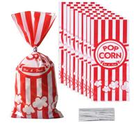 100 Pezzi Stück Popcorn Tüten 12.5x27.5 cm, Popcorn Bags Rosso Bianco a Righe, Usa e Getta Sacchetti per Pop corn in Stile Vintage, Sacchetti Porta Pop Corn per Compleanni, Cinema, Carnevale