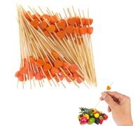 100 Pezzi Stuzzicadenti Cocktail Bastoncini, Stuzzicadenti Cocktail, Rosso bastoncini legno con cuori 12 cm lunghi, per Frutta, Feste, Dessert, Insalata, Cocktail per Decorazioni (Arancia)